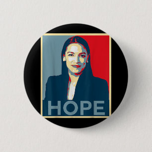 Badge Rond 5 Cm Alexandria Ocasio-cortez Hope _ Aoc _ New Green De