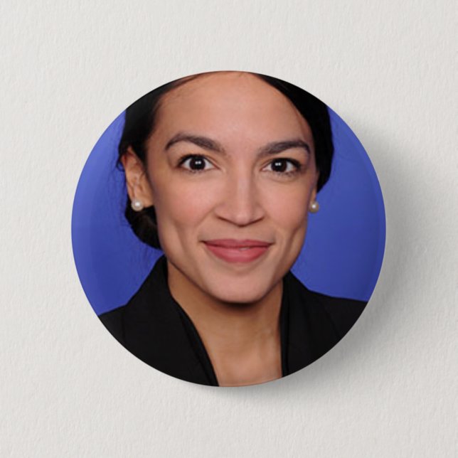 Badge Rond 5 Cm Alexandria Ocasio Cortez Portrait (Devant)