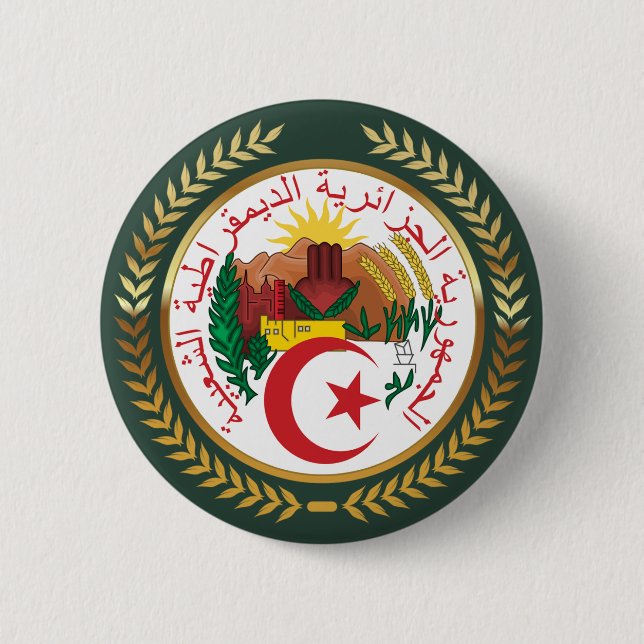 Badge Rond 5 Cm Algeria Coat of Arms (Devant)