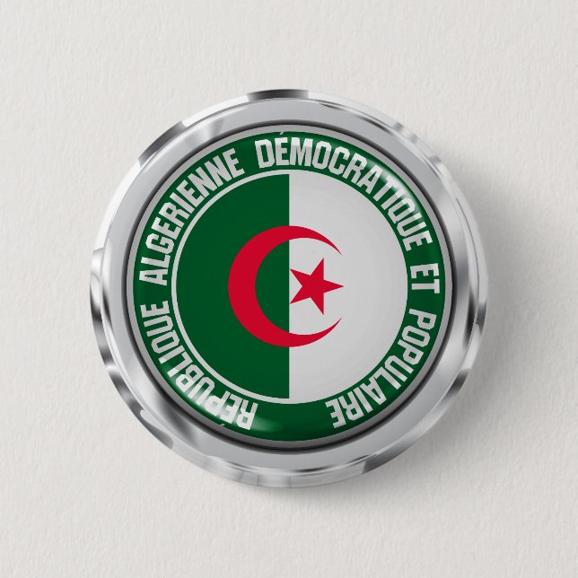 Badge Rond 5 Cm Algeria Round Emblem (Devant)