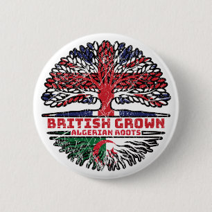 Badge Rond 5 Cm Algéria Uk United Kingdom British Tree