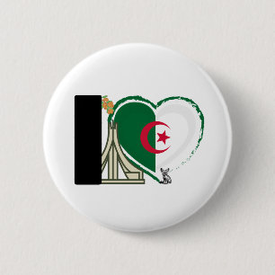 Badge Rond 5 Cm Algerian Heart - For real Algerians!