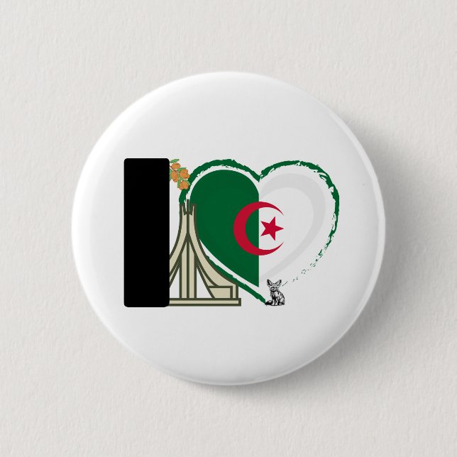 Badge Rond 5 Cm Algerian Heart - For real Algerians! (Devant)