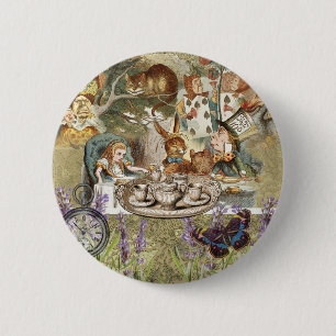 Badge Rond 5 Cm Alice Adventures in Wonderland Mad Tea Party