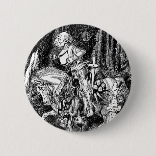 Badge Rond 5 Cm Alice au Pays des Merveilles Chevalier Blanc Vinta