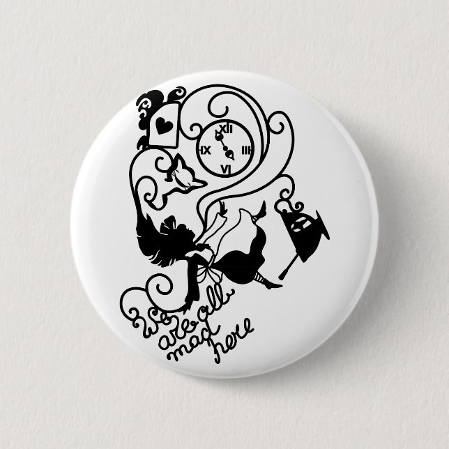 Badge Rond 5 Cm Alice au pays des merveilles. Illustration de silh (Devant)
