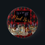 Badge Rond 5 Cm Alice au pays des merveilles Mad Cheshire Chat<br><div class="desc">Ce nouveau design coloré est basé sur des dessins classiques d'Alice au pays des merveilles,  datant des années 1800,  montrant la fête du thé fou avec Alice,  le Chapeau Mad,  le Cheshire Cat,  le Lapin Blanc ainsi qu'une variété de personnages. De Alice au pays des merveilles par Lewis Carroll.</div>