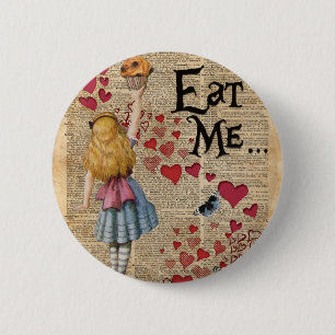 Badge Rond 5 Cm Alice au pays des merveilles me mangent petit pain