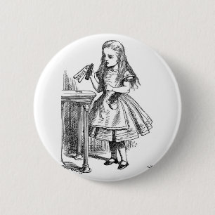 Badge Rond 5 Cm Alice avec la "boisson je" bouteille