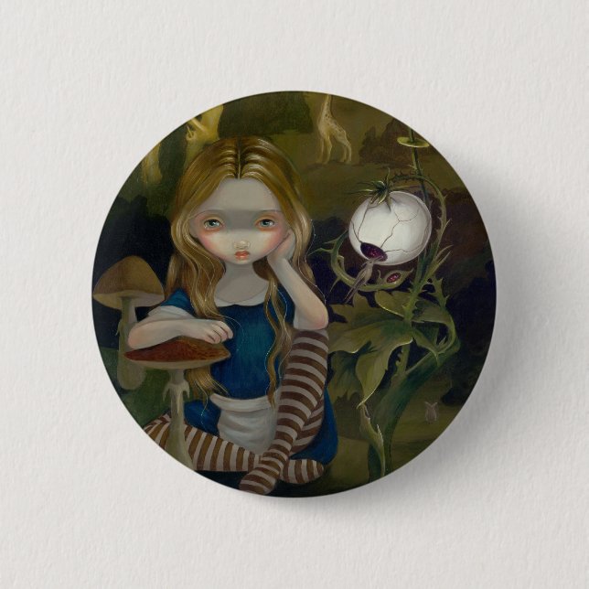 Badge Rond 5 Cm "Alice bouton dans de Bosch paysage" (Devant)