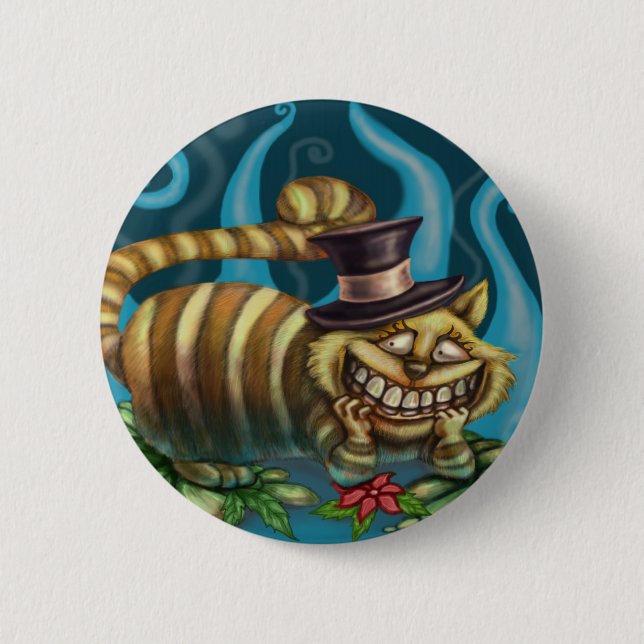 Badge Rond 5 Cm Alice chez le chat de Cheshire du pays des (Devant)