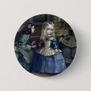 Badge Rond 5 Cm "Alice et bouton de Las Meninas"