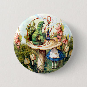 Badge Rond 5 Cm Alice et Caterpillar au pays des merveilles