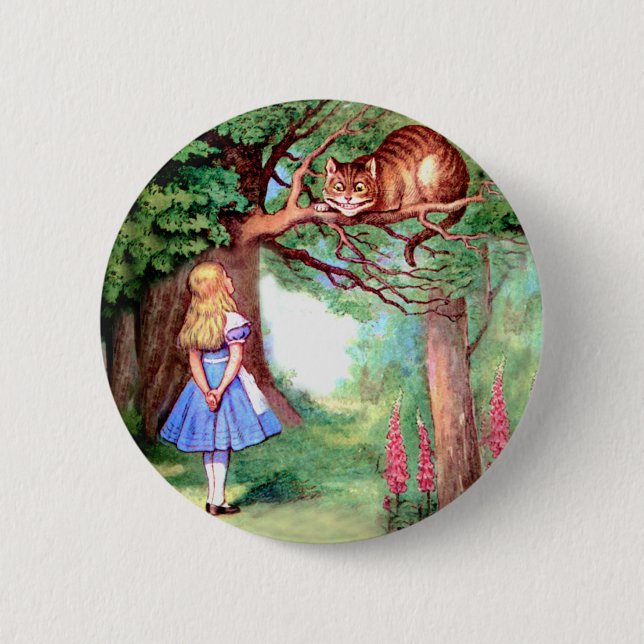 BADGE ROND 5 CM ALICE ET CHÂTEAU CHESHIRE (Devant)