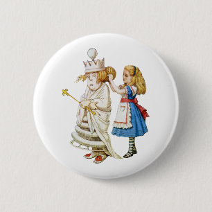 BADGE ROND 5 CM ALICE ET LA REINE BLANCHE