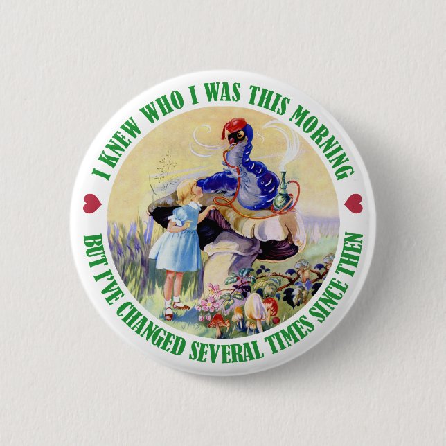 BADGE ROND 5 CM ALICE ET LE CATERPILLAR (Devant)