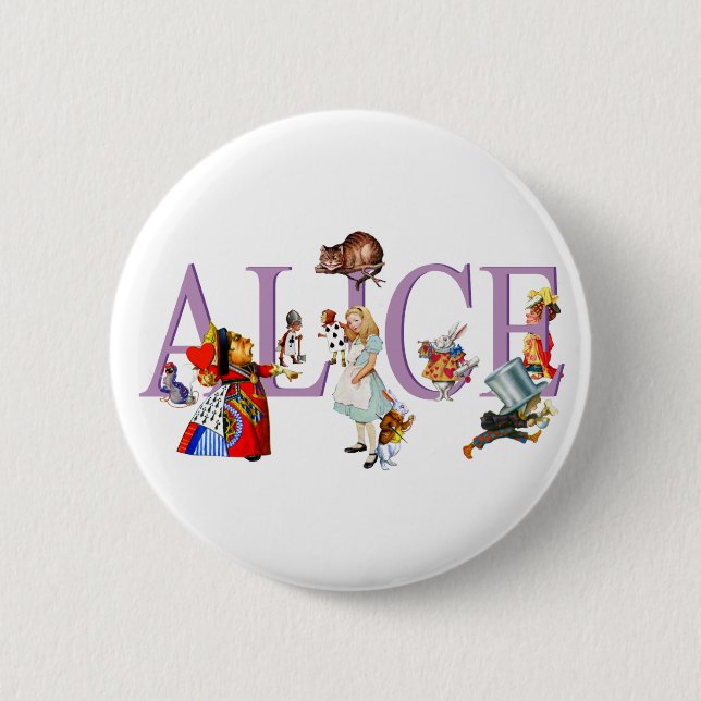 BADGE ROND 5 CM ALICE IN WONDERLAND & AMIS (Devant)