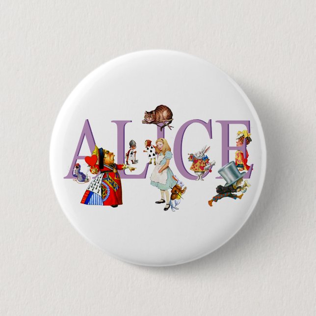 BADGE ROND 5 CM ALICE IN WONDERLAND & AMIS (Devant)