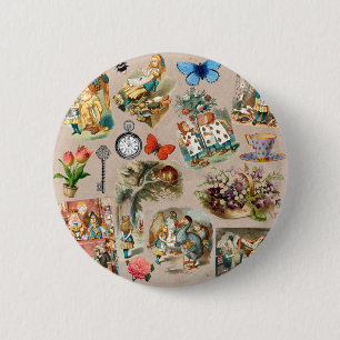 Badge Rond 5 Cm Alice in Wonderland Cheshire Cat Characters