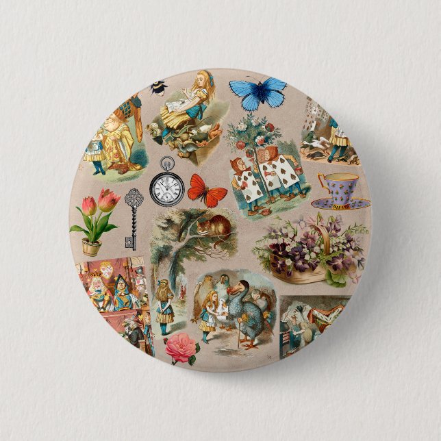 Badge Rond 5 Cm Alice in Wonderland Cheshire Cat Characters (Devant)