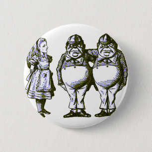 Badge Rond 5 Cm Alice, Tweedle Dee et Tweedle Dum dans la teinte