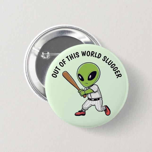Badge Rond 5 Cm Alien de baseball (Devant & derrière)
