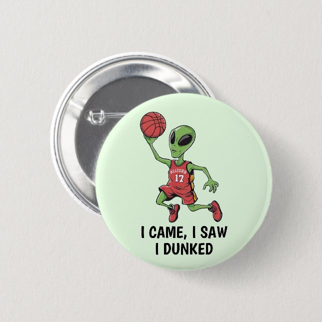 Badge Rond 5 Cm Alien de basket (Devant & derrière)
