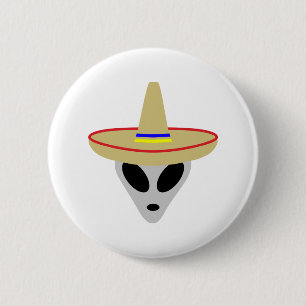 Badge Rond 5 Cm alien mexicain sombrero