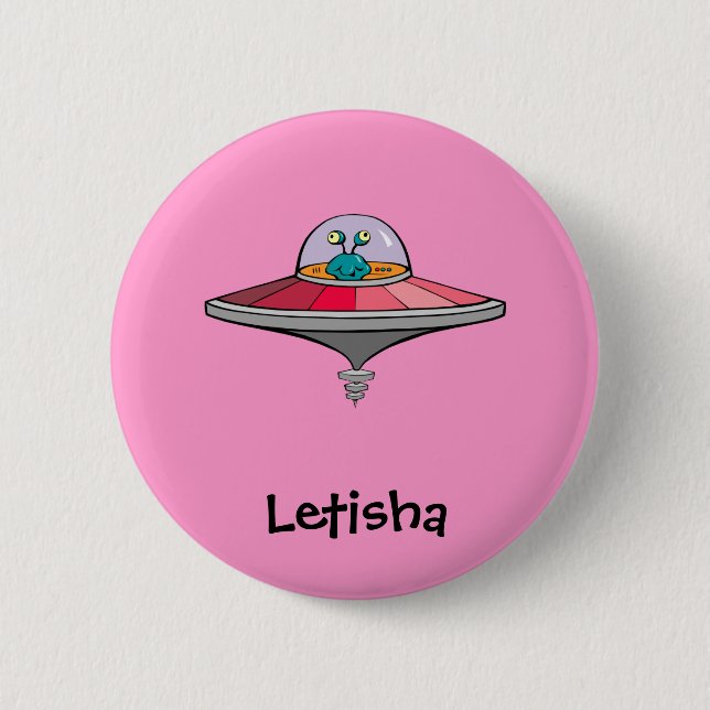 Badge Rond 5 Cm Alien mignon de bande dessinée en cadeau nommé (Devant)