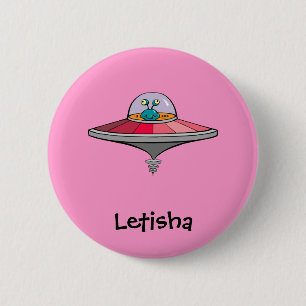 Badge Rond 5 Cm Alien mignon de bande dessinée en cadeau nommé