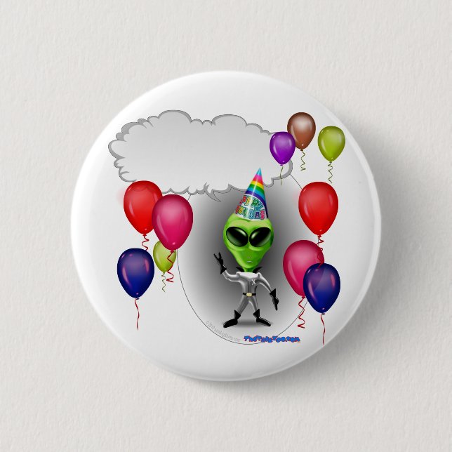 Badge Rond 5 Cm Alien parlant de fête d'anniversaire (Devant)