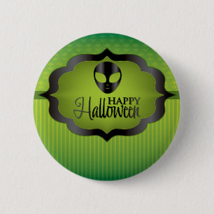 Badge Rond 5 Cm Alien vert d'Halloween