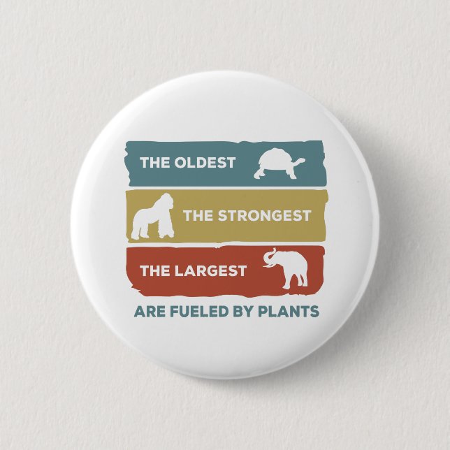 Badge Rond 5 Cm Alimenté par des animaux végétaliens Plante (Devant)