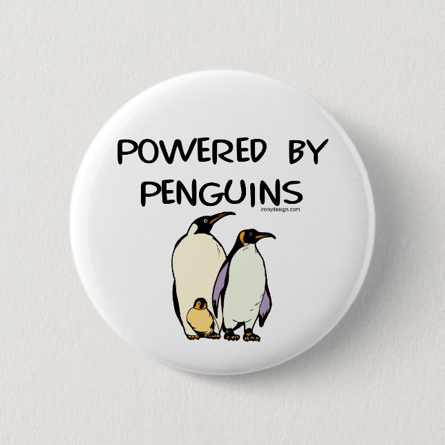 Badge Rond 5 Cm Alimenté Par Des Pingouins (Devant)