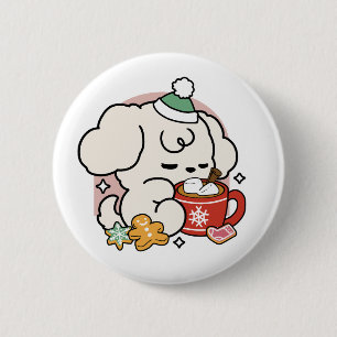 Badge Rond 5 Cm Alimenté par le cacao et les Rêves de chiots - Chi