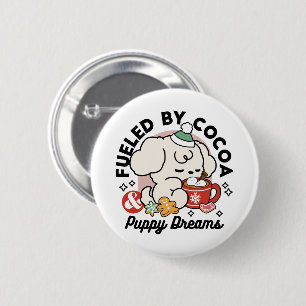 Badge Rond 5 Cm Alimenté par le cacao et les Rêves de chiots - Chi