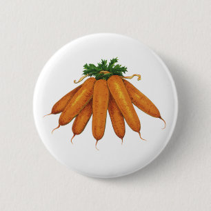 Badge Rond 5 Cm Aliments Anciens, Bouquet de Carottes Biologiques 