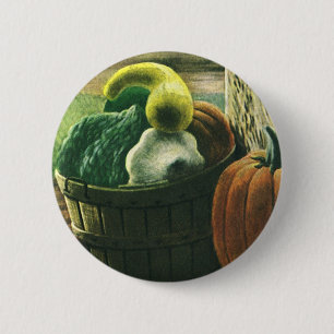 Badge Rond 5 Cm Aliments Anciens, Courges d'Hiver, Citrouille et P