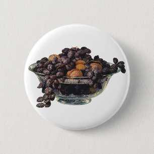 Badge Rond 5 Cm Aliments Anciens, Noix et Amandes, Fruits et Noix
