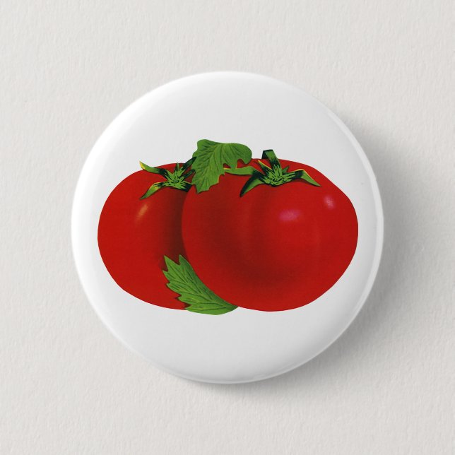 Badge Rond 5 Cm Aliments Anciens, Tomate Rouge Mûre Héritée Biolog (Devant)