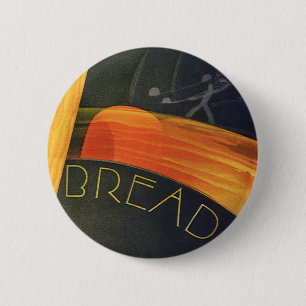 Badge Rond 5 Cm Aliments sains vintage, pain complet de blé