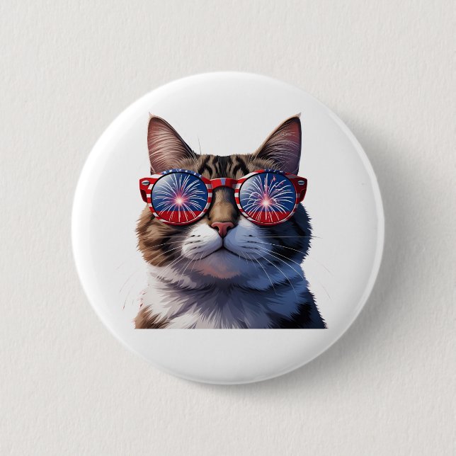Badge Rond 5 Cm All American Kitty - Bouton de chat patriotique (Devant)