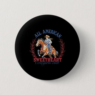 Badge Rond 5 Cm All American Western Sweetheart Cowgirls Club 4th