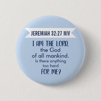 Badge Rond 5 Cm All Powerful God Bible Verse Pastel Blue Faith