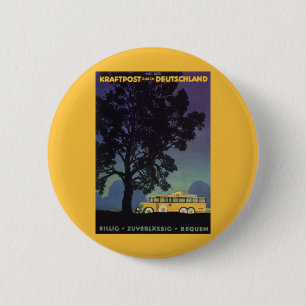 Badge Rond 5 Cm Allemagne vintage, Bus Jaune à la nuit, Art de Voy