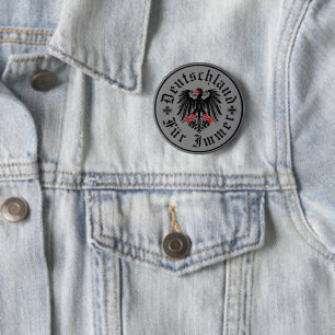 Badge Rond 5 Cm Allemand/Deutschland Forever/Aigle/Croix de fer