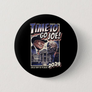 Badge Rond 5 Cm Aller Joe Funny Pro Trump & Zombie Biden 2024