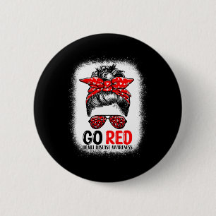 Badge Rond 5 Cm Aller Rouge Chignon Méssy Femmes En Février - Mala