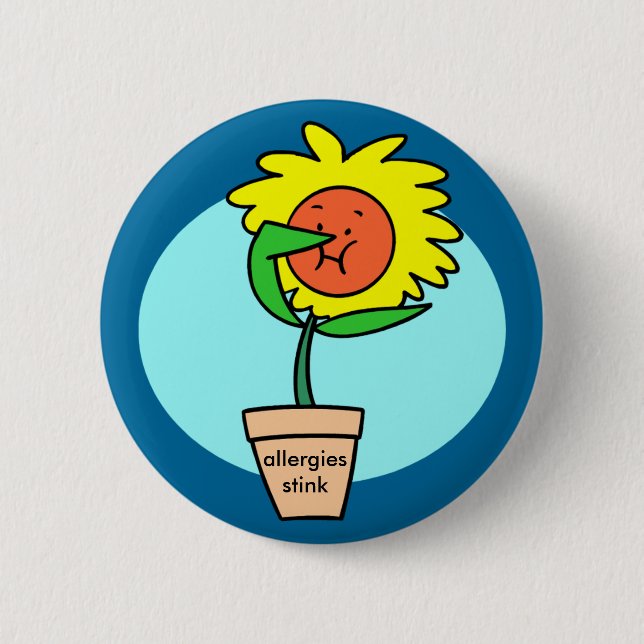 Badge Rond 5 Cm allergies puent, éternuer fleur (Devant)