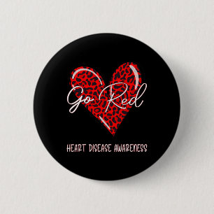 Badge Rond 5 Cm Allez Rouge pour le Mois de la sensibilisation à l
